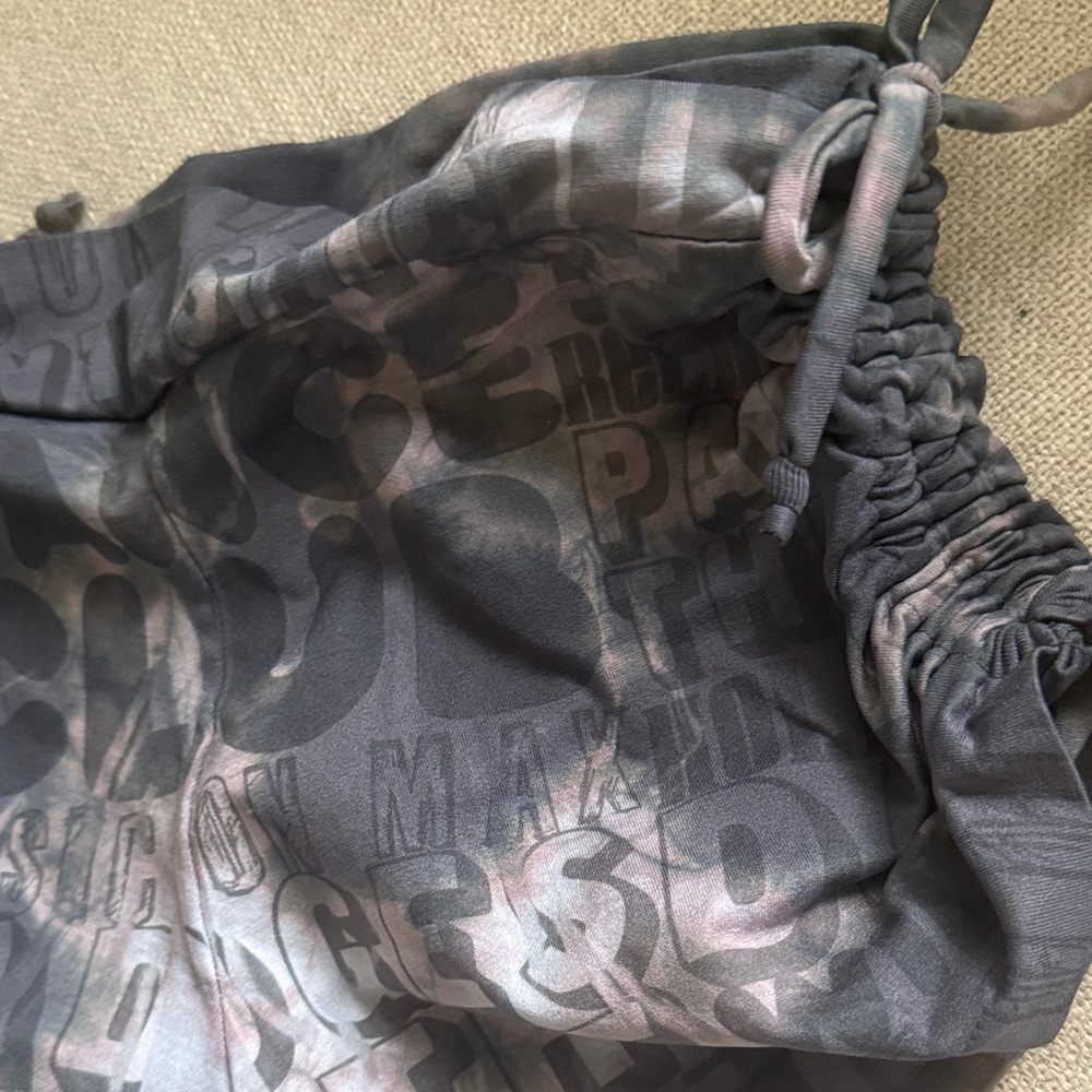 Gray Ruched Graphic Shorts